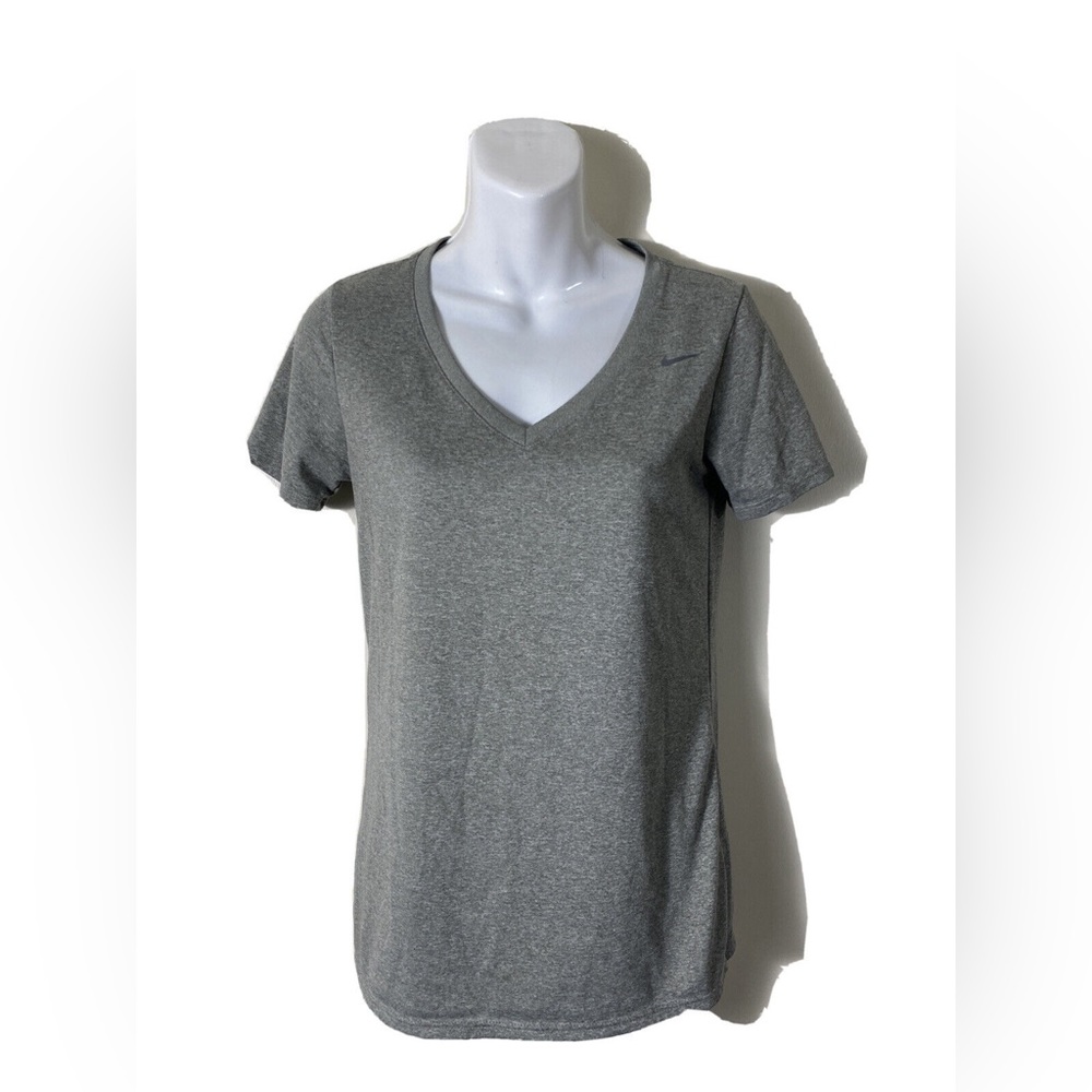nike womens gray dri fit v neck tee shirt